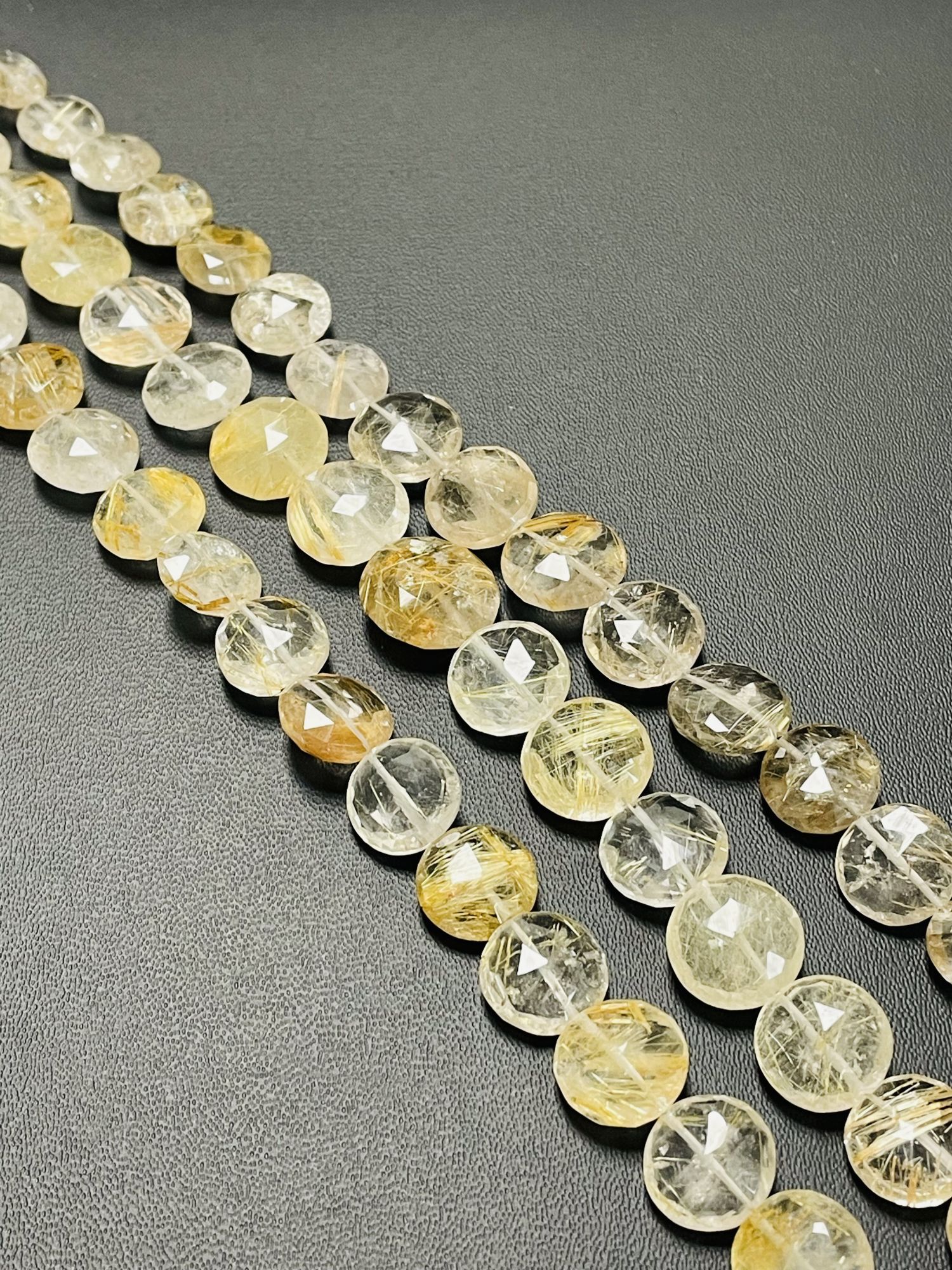 Golden Rutilated Quartz Coin Faceted