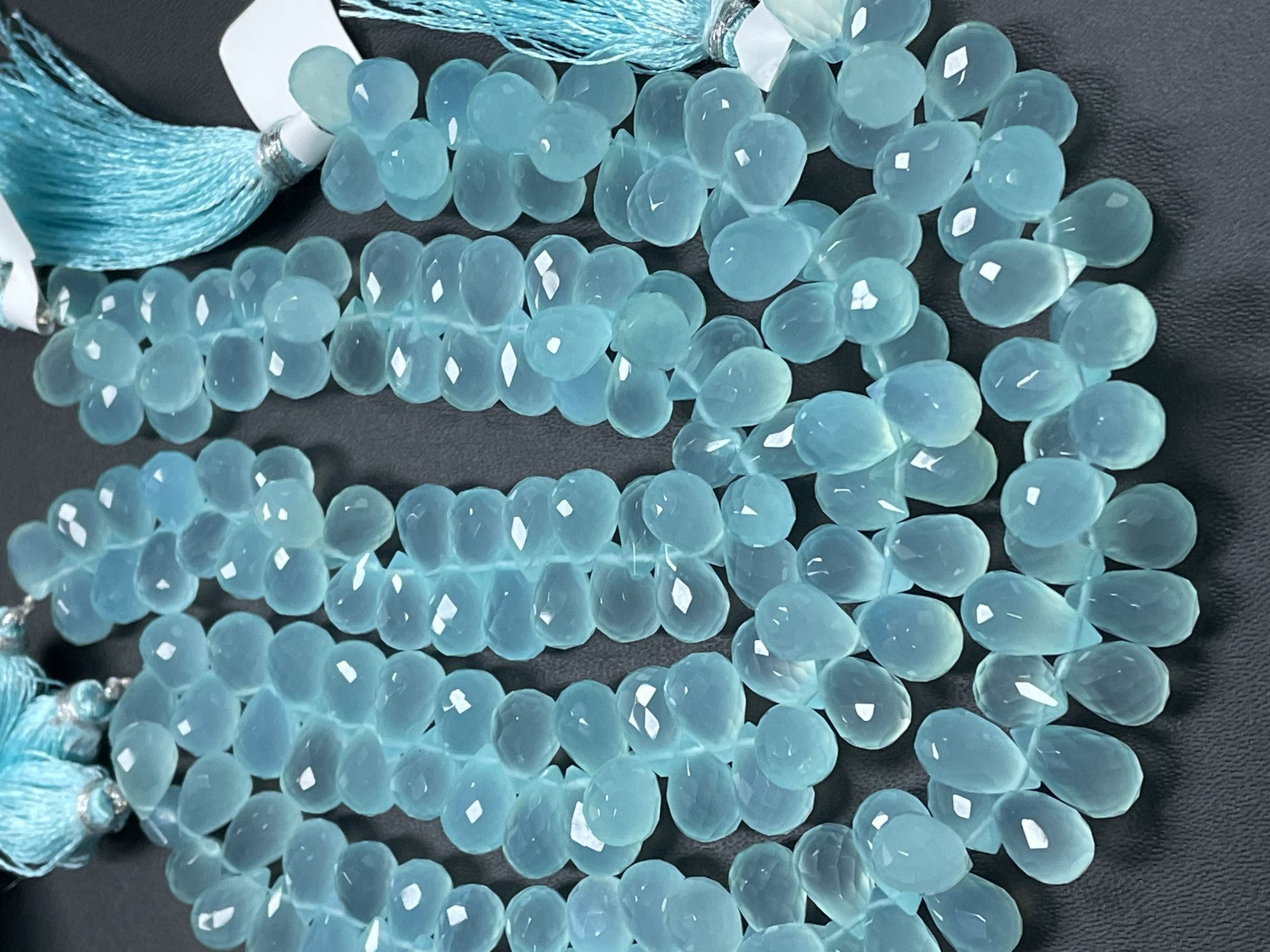 Aqua Chalcedony Drop Faceted