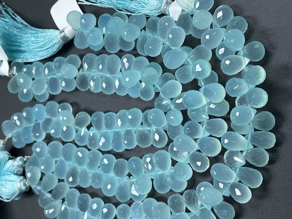Aqua Chalcedony Drop Faceted