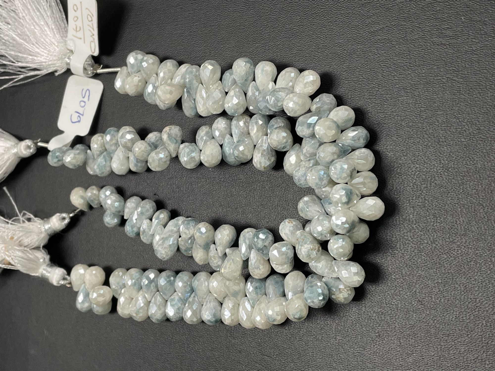 Blue White Silverite Drops Faceted