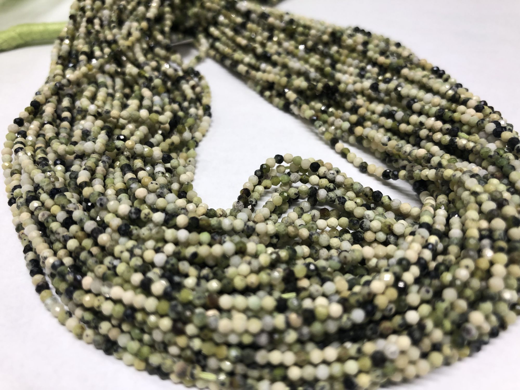 Multi Green Opal Rondelles Faceted