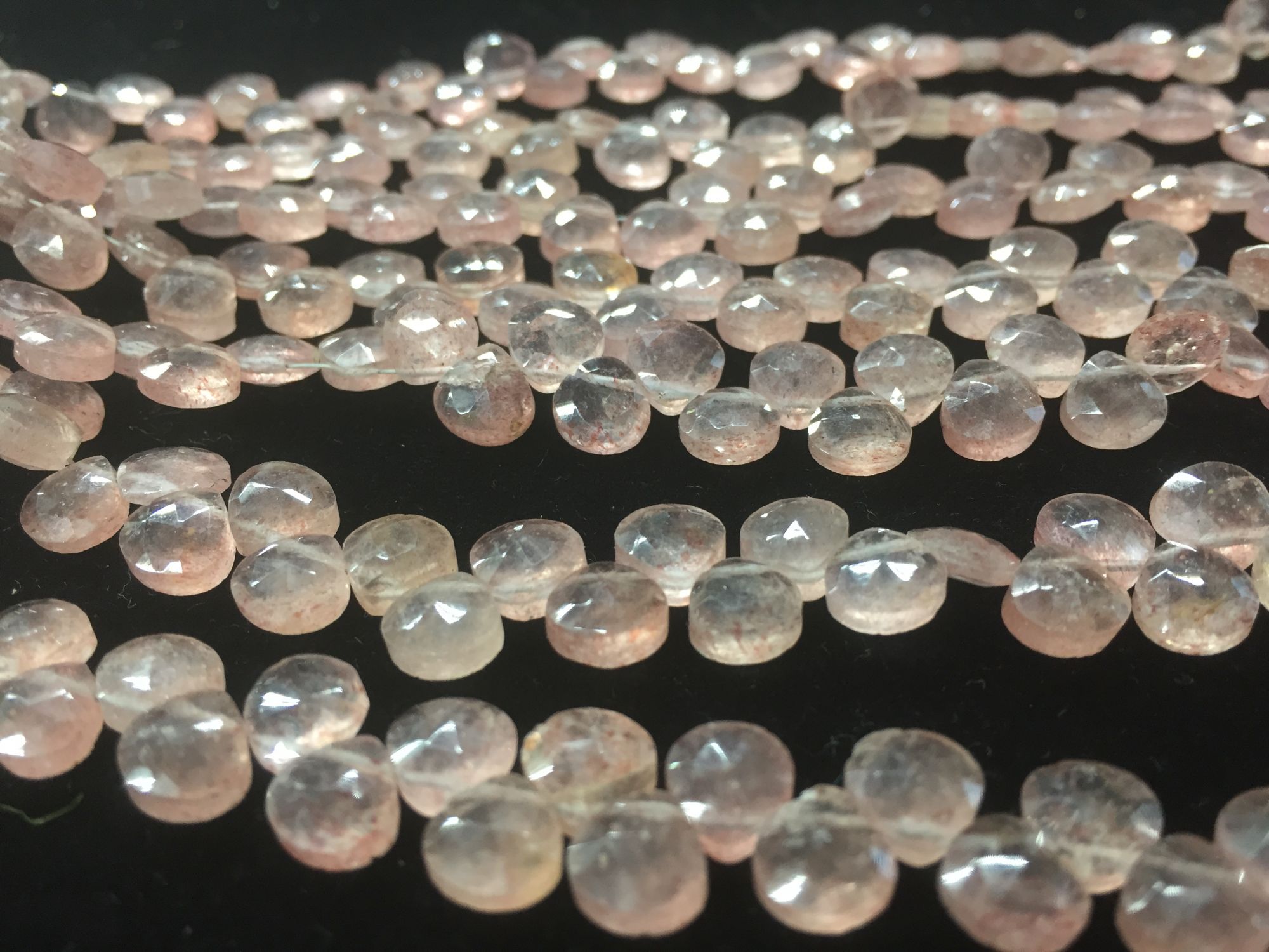 Strawberry Quartz Hearts Faceted