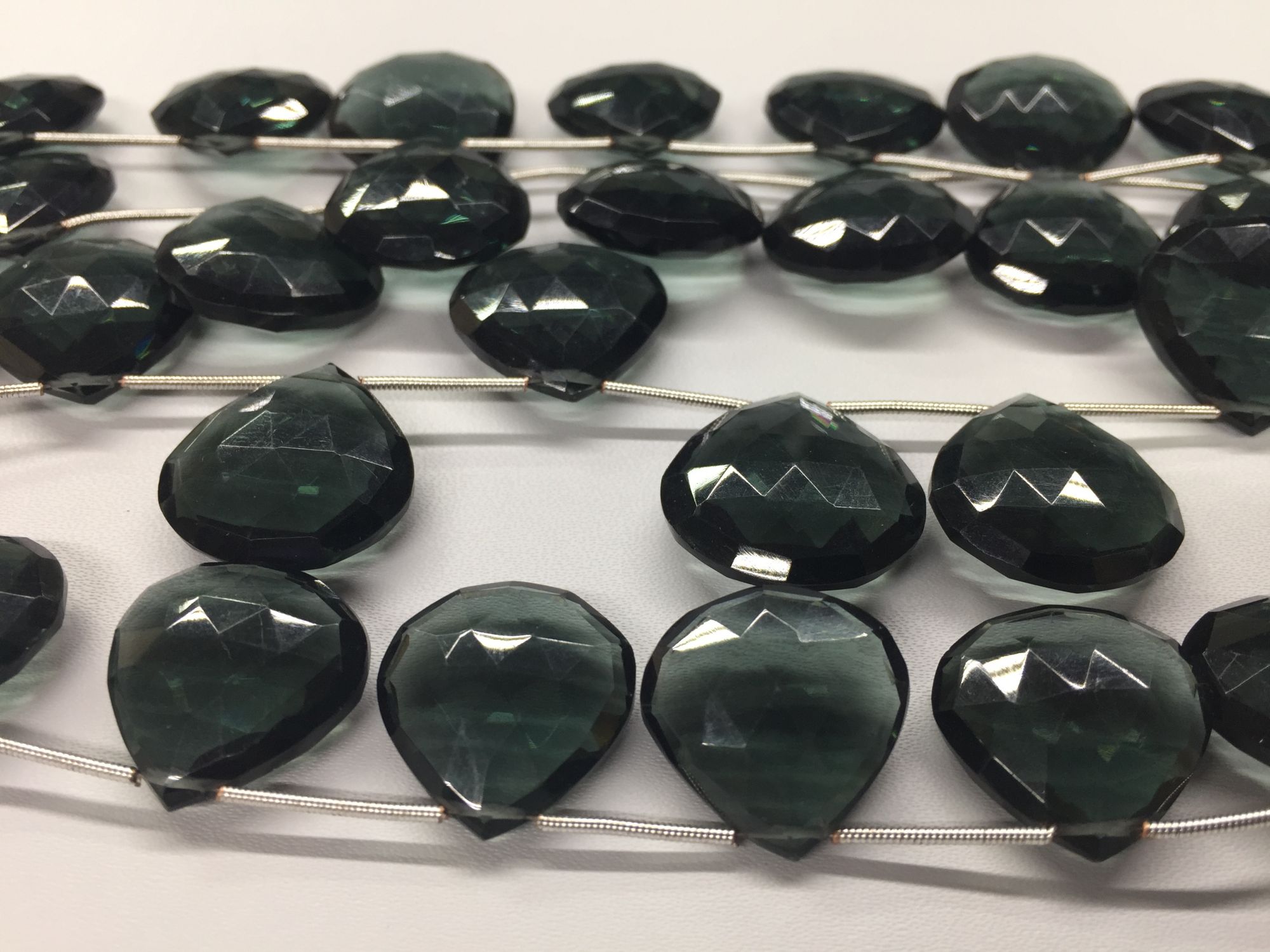 Grey Hydro Quartz Hearts Faceted