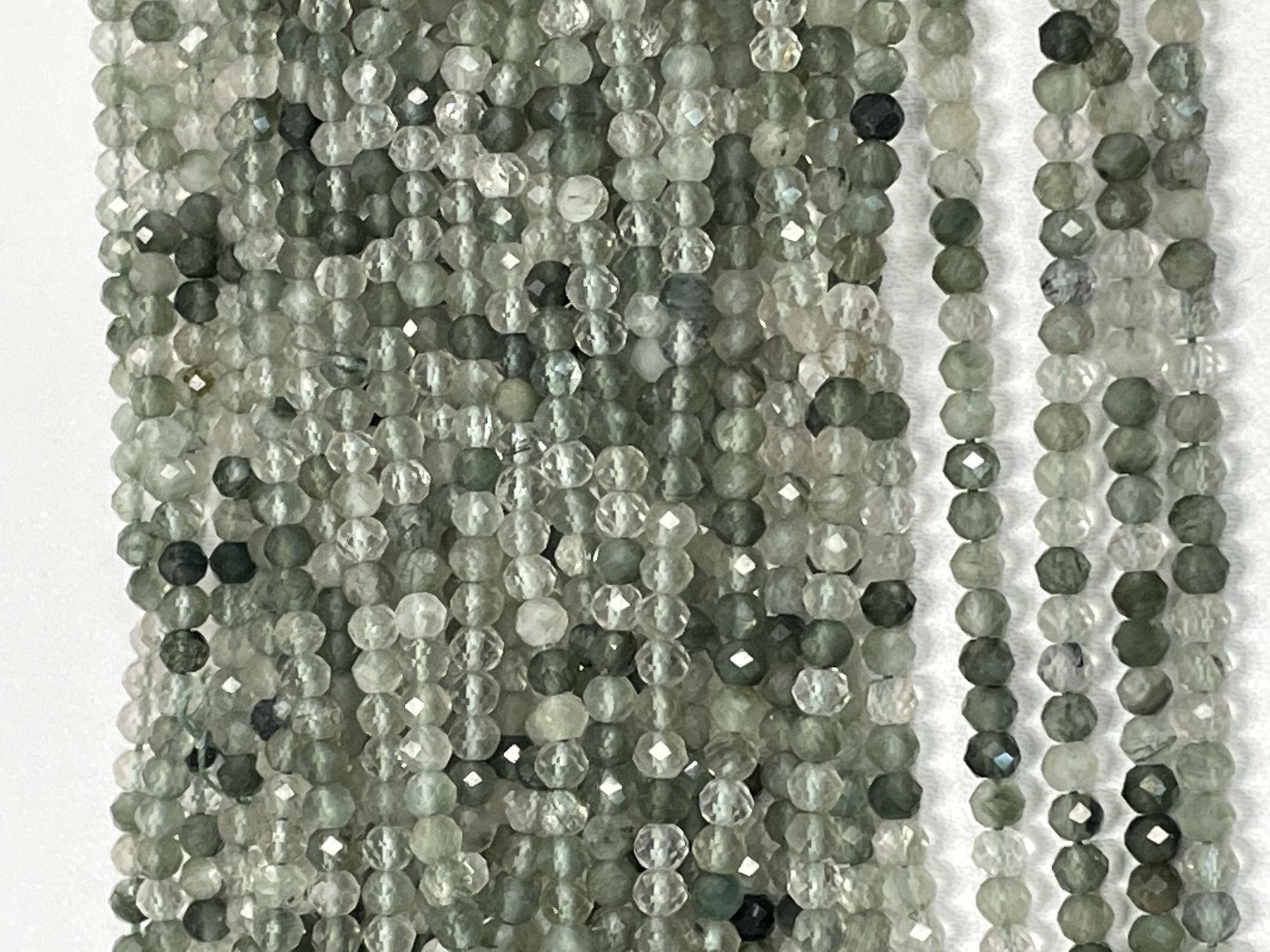 Green Rutilated Quartz Rondelle Faceted