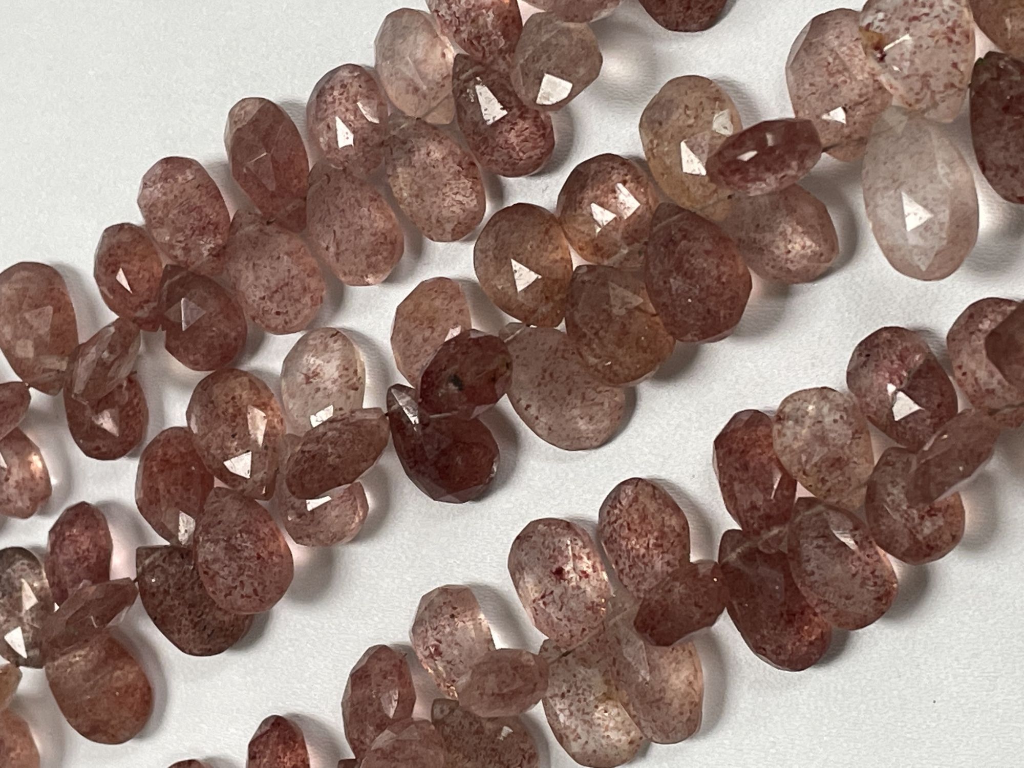 Pink Strawberry Quartz Pear Faceted