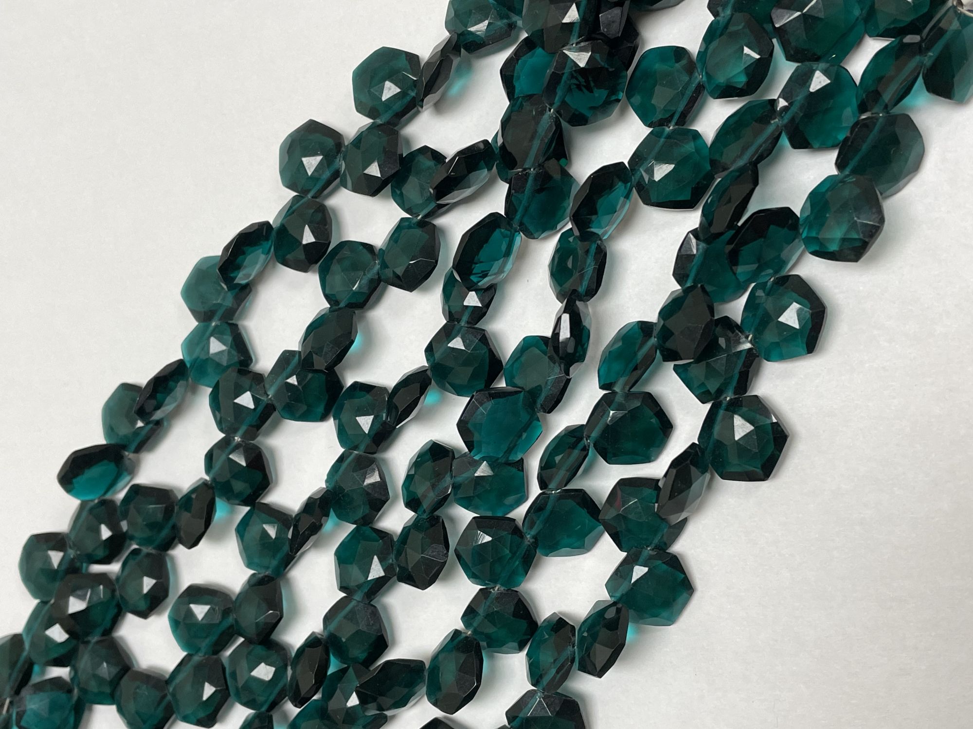 Teal Hydro Quartz Hexagon Faceted