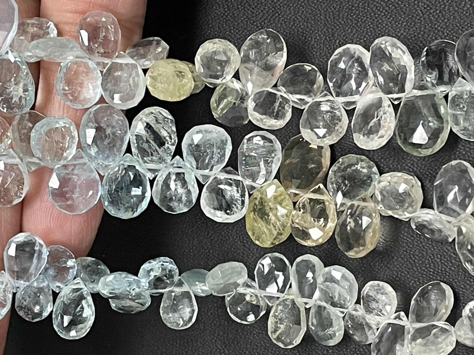 Multi Aquamarine Pear Faceted