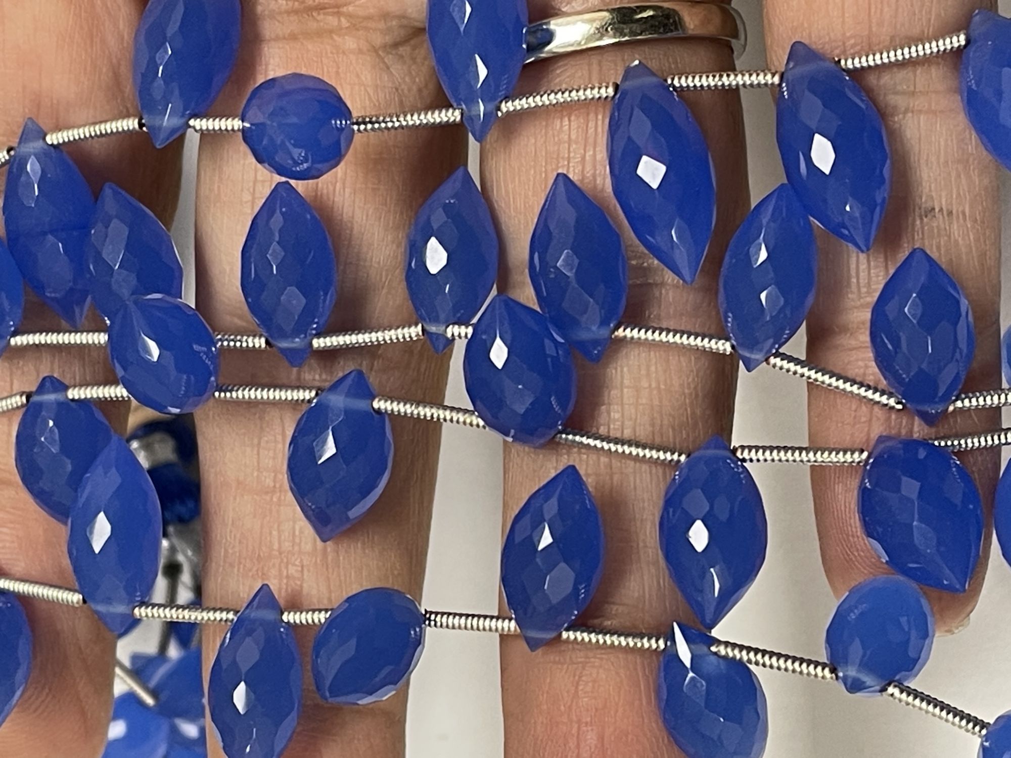 Blue Chalcedony Puff Marquise Faceted