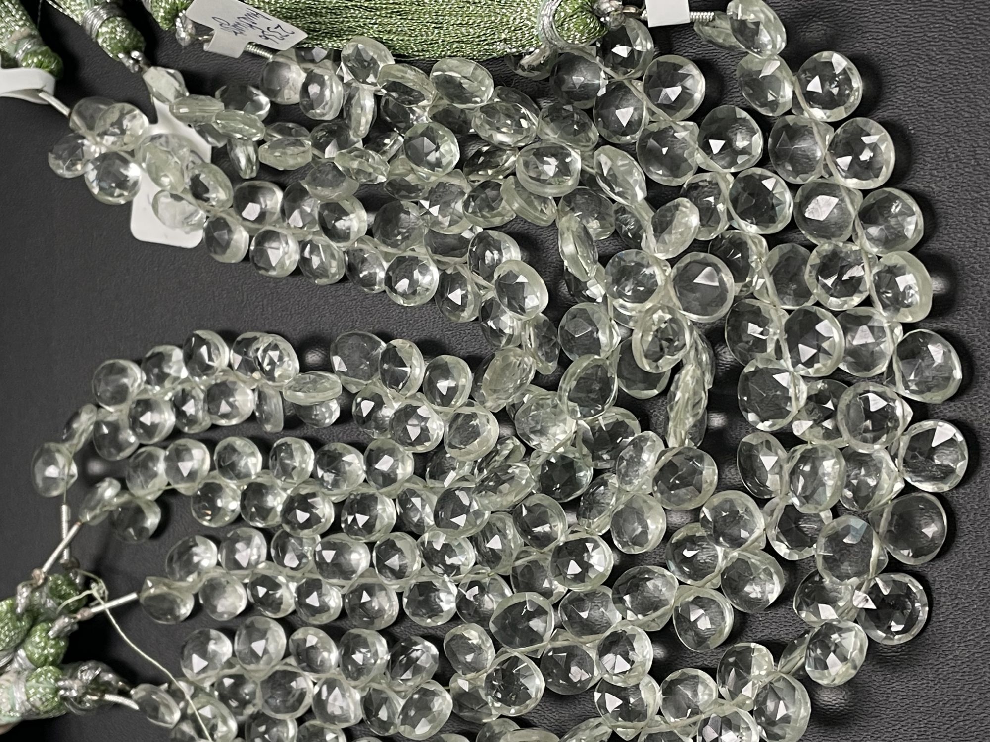 Green Amethyst Hearts Faceted