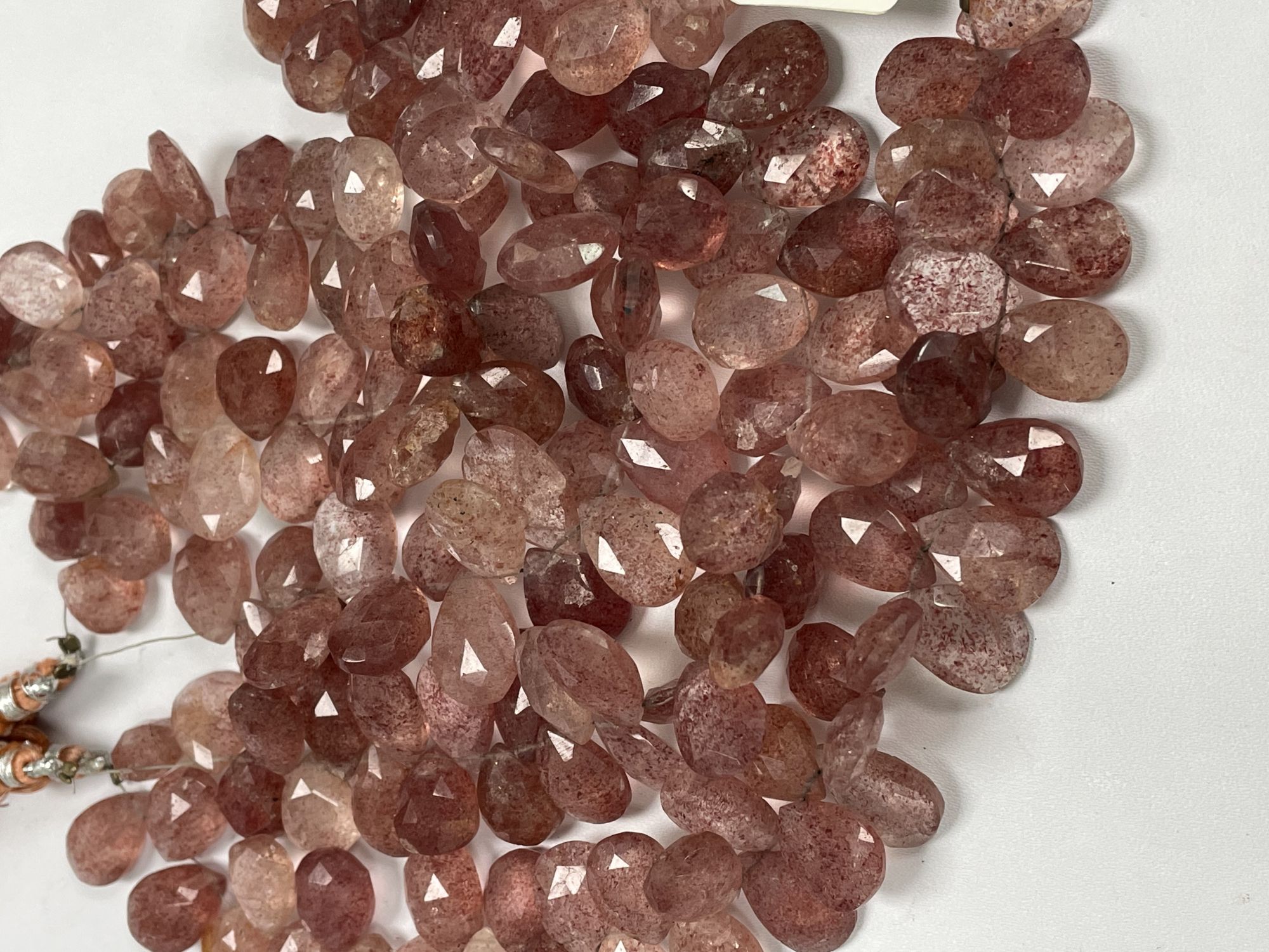 Pink Strawberry Quartz Pear Faceted