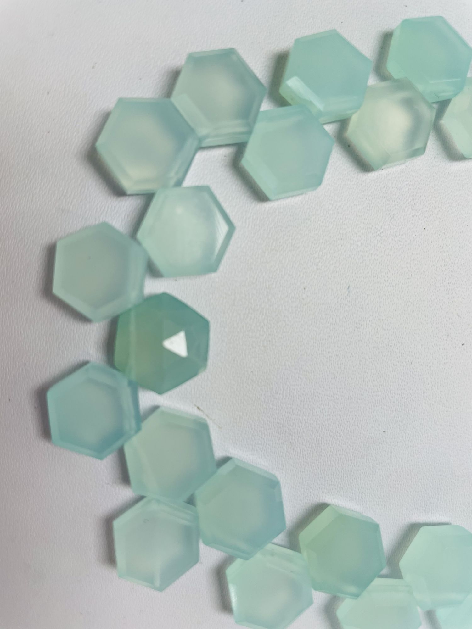 Aqua Chalcedony Hexagon Faceted