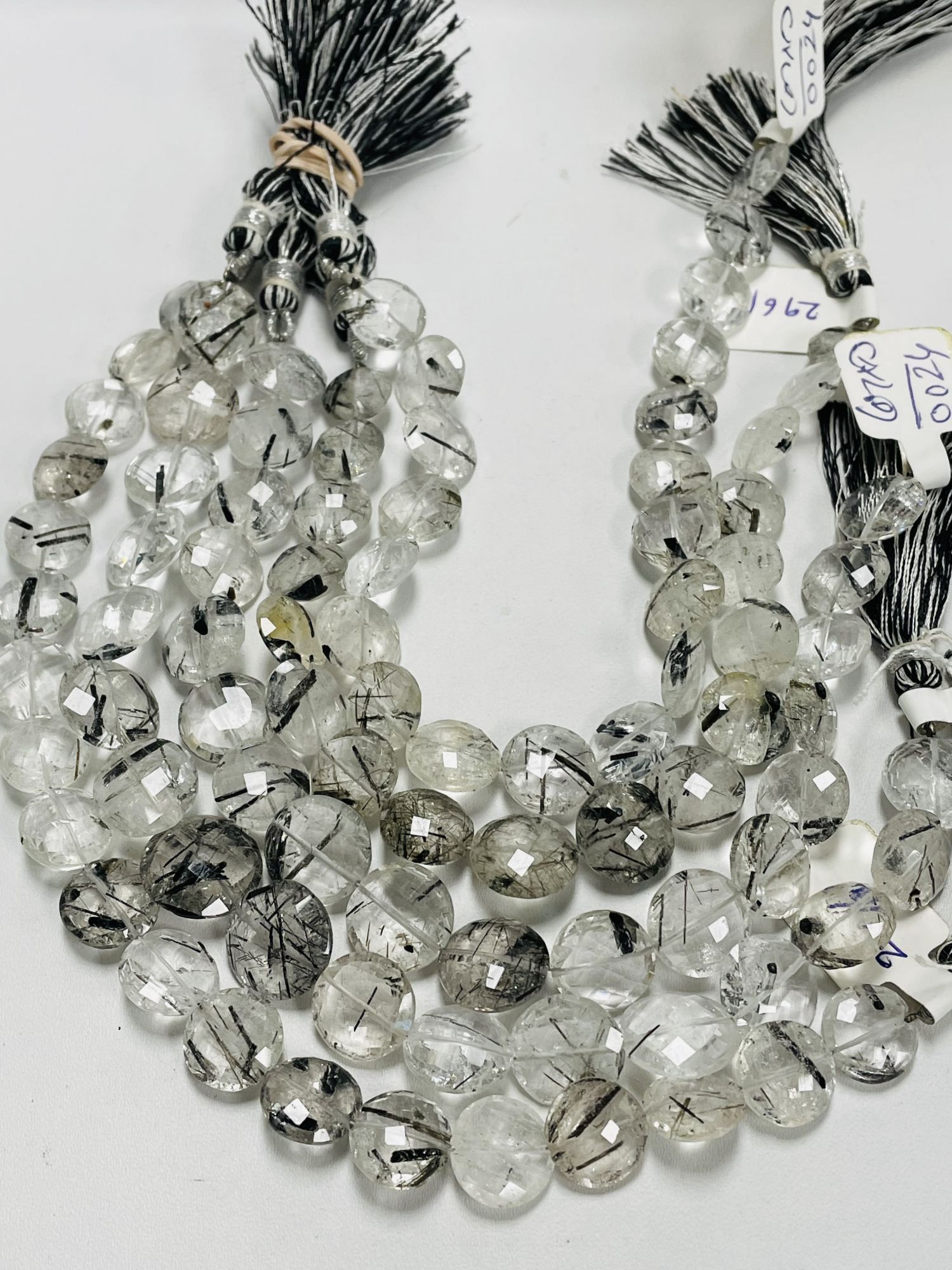 Black Tourmalated Quartz Coin Faceted