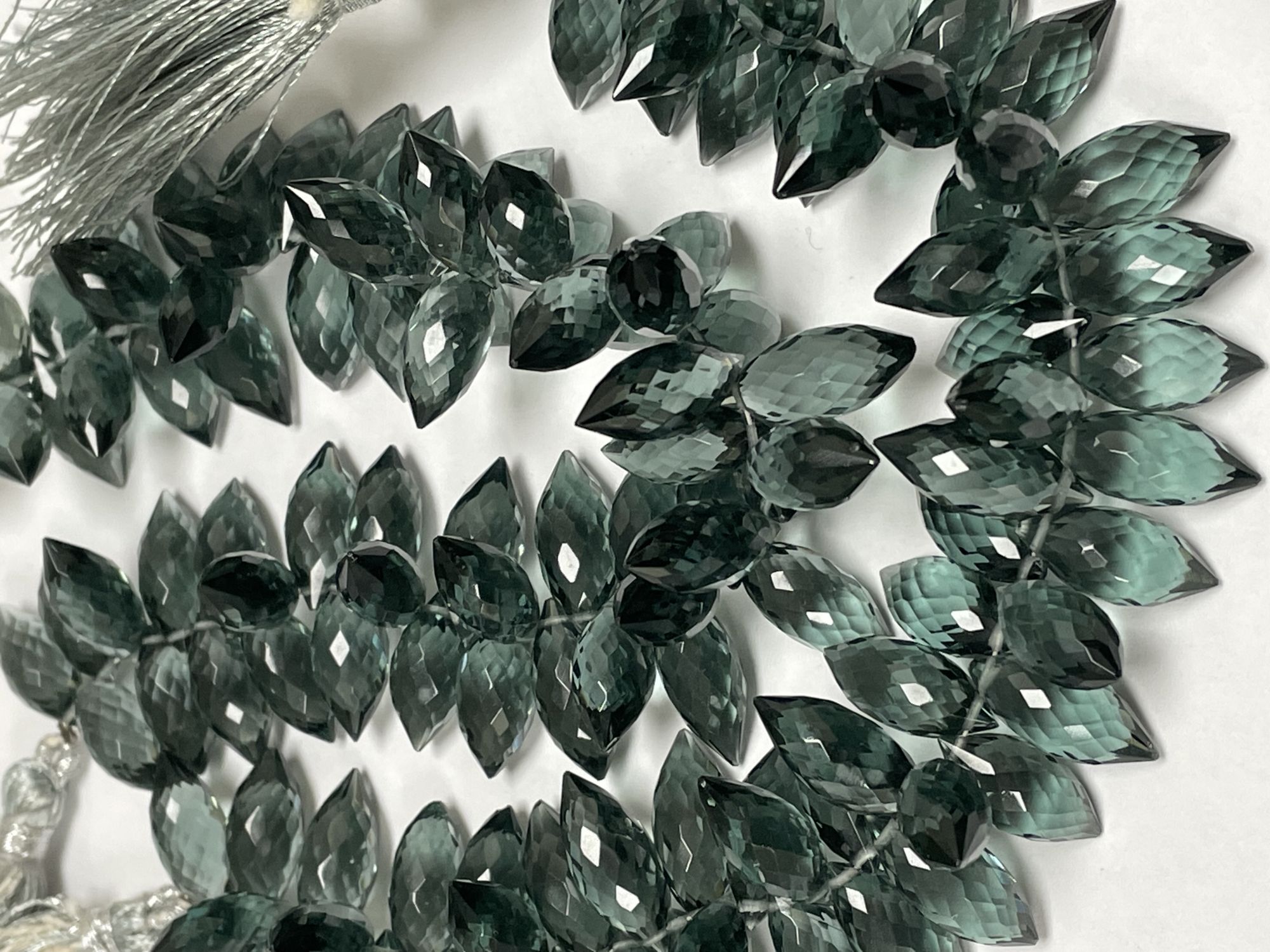 Grey Hydro Quartz Puff Marquise Faceted