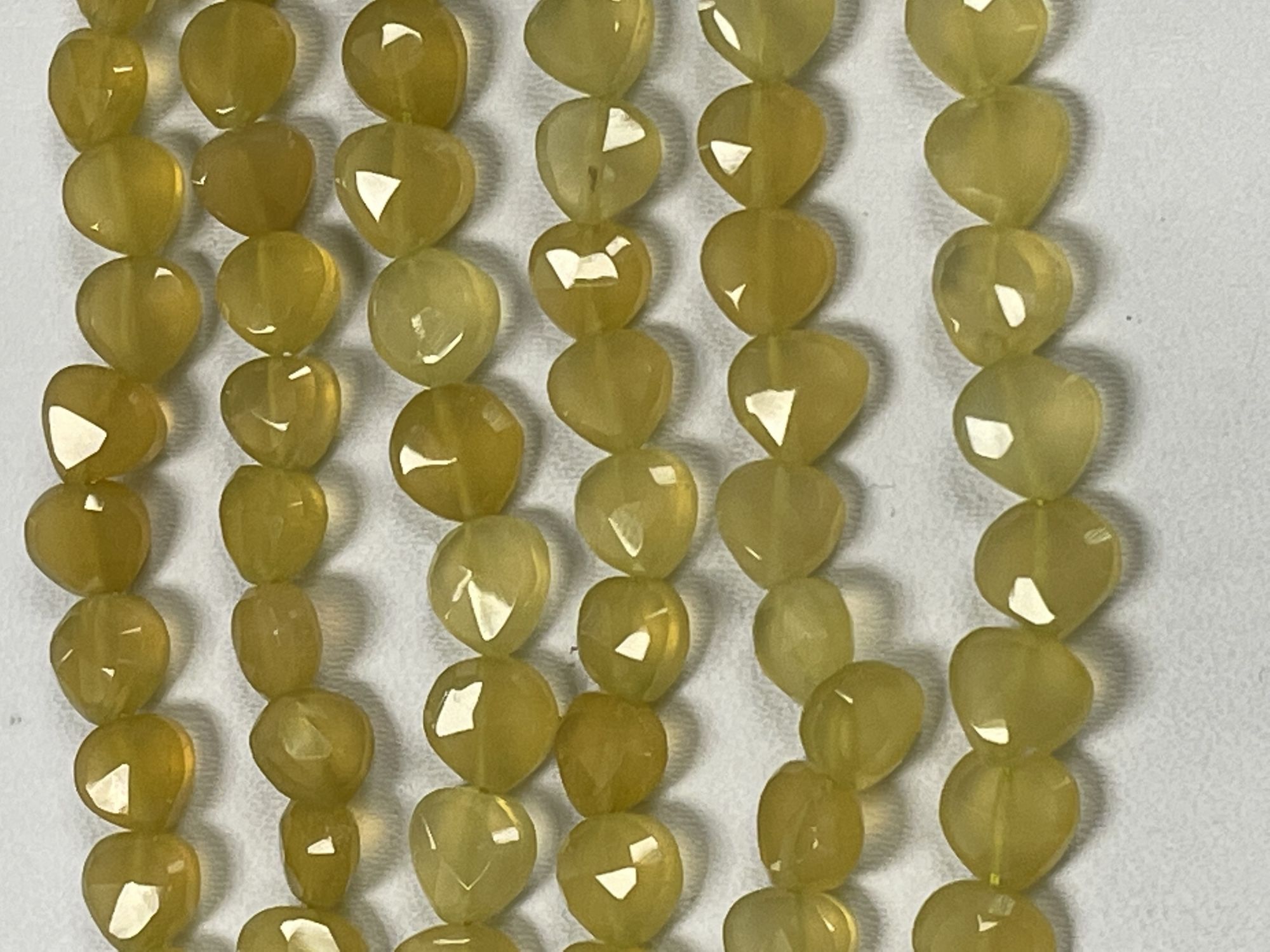 Yellow Chalcedony Heart Straight Drill Faceted