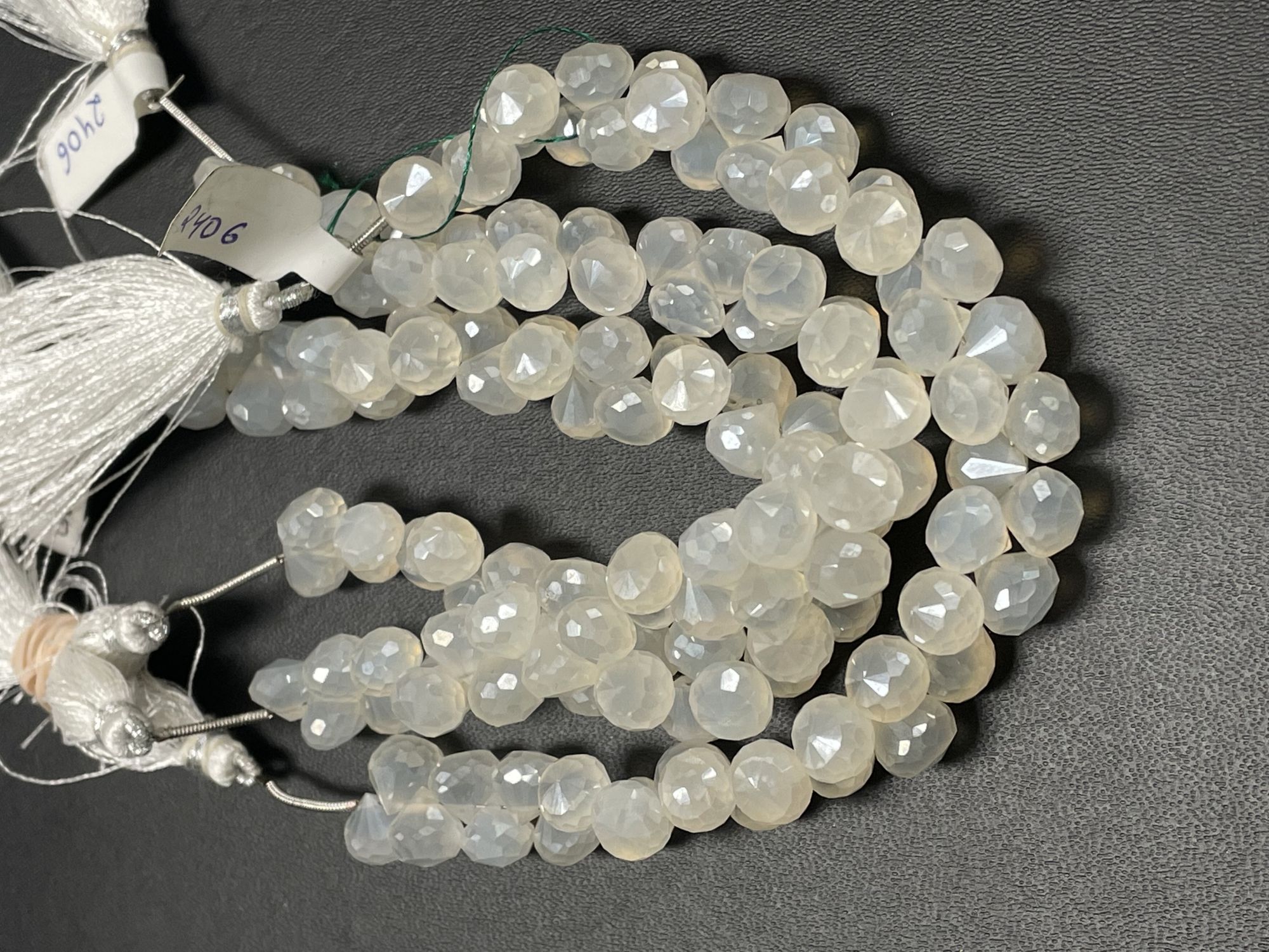 Pearl White Chalcedony Onions Faceted