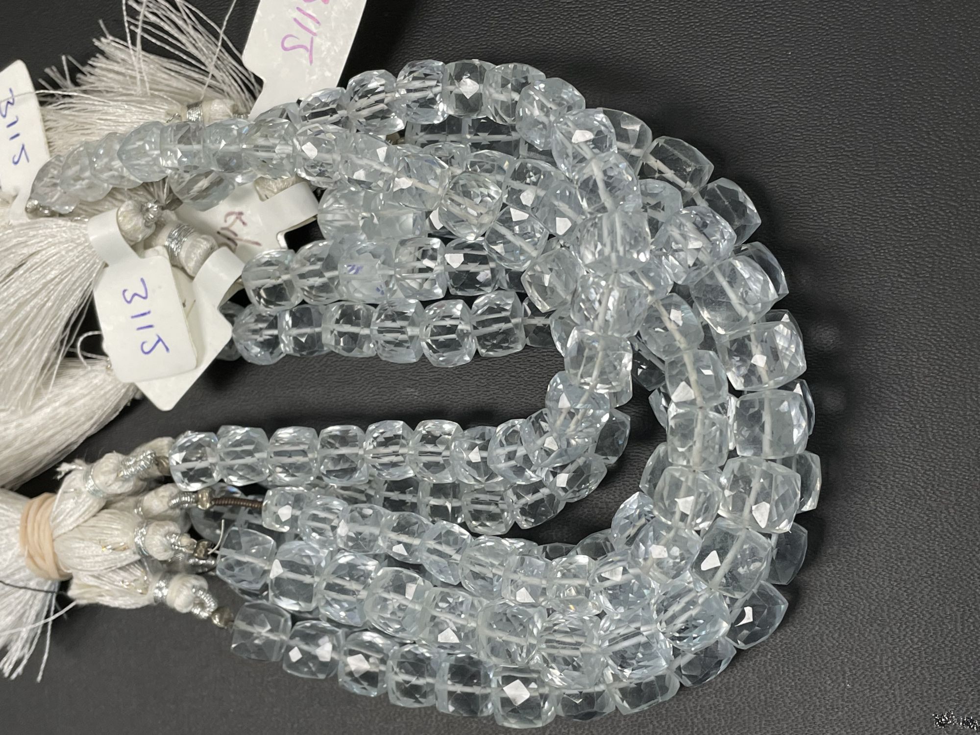 White Aqua Hydro Quartz Cube Faceted