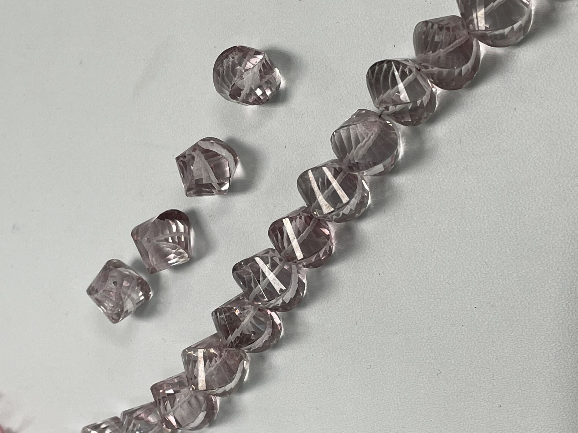 Pink Mystic Quartz Twisted Cubes Faceted