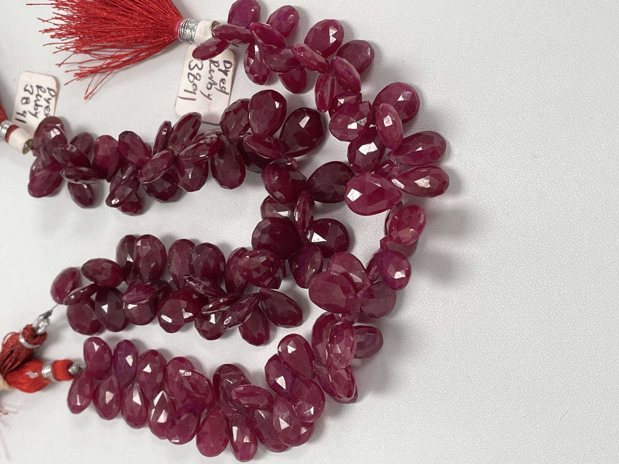 Dyed Ruby Pear Faceted