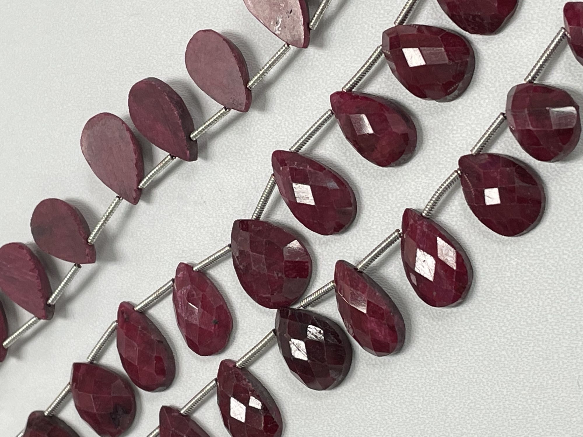 Dyed Ruby One Side Flat Pear Faceted
