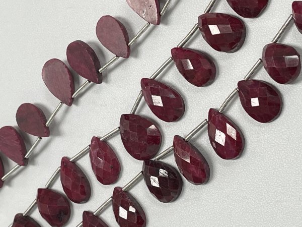 Dyed Ruby One Side Flat Pear Faceted