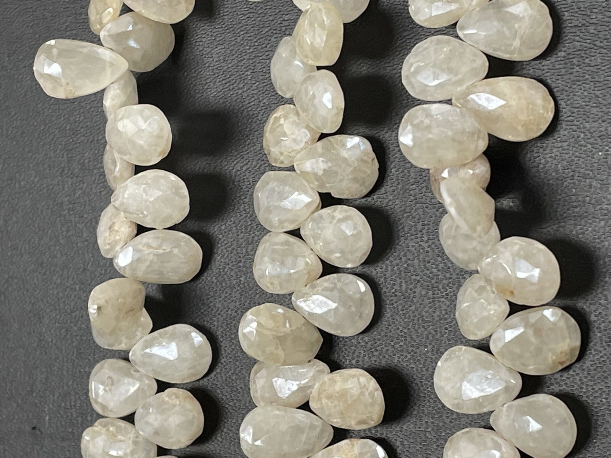 Pearl White Silverite Pear Faceted