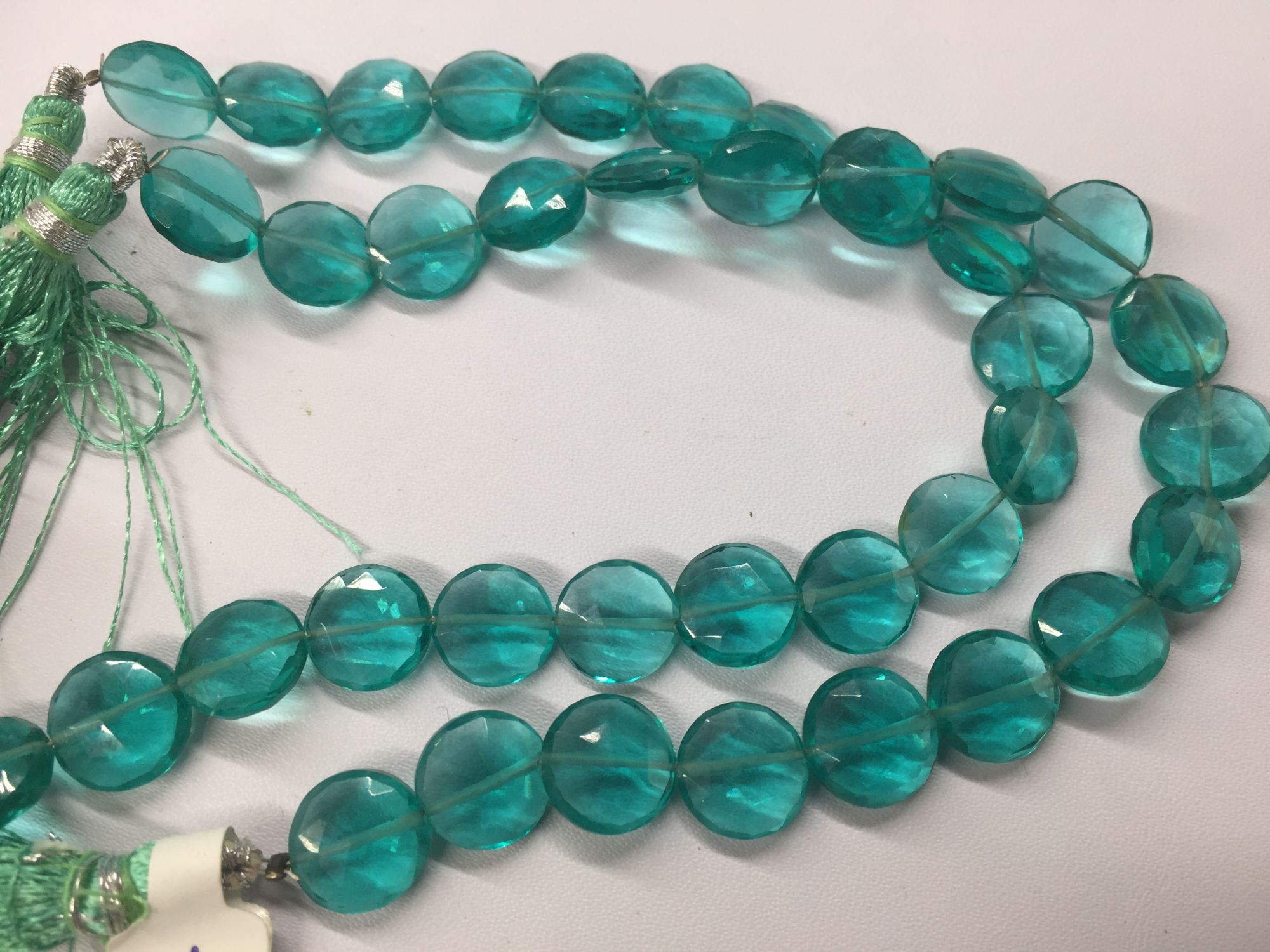 Teal Blue Hydro Quartz Coin Faceted