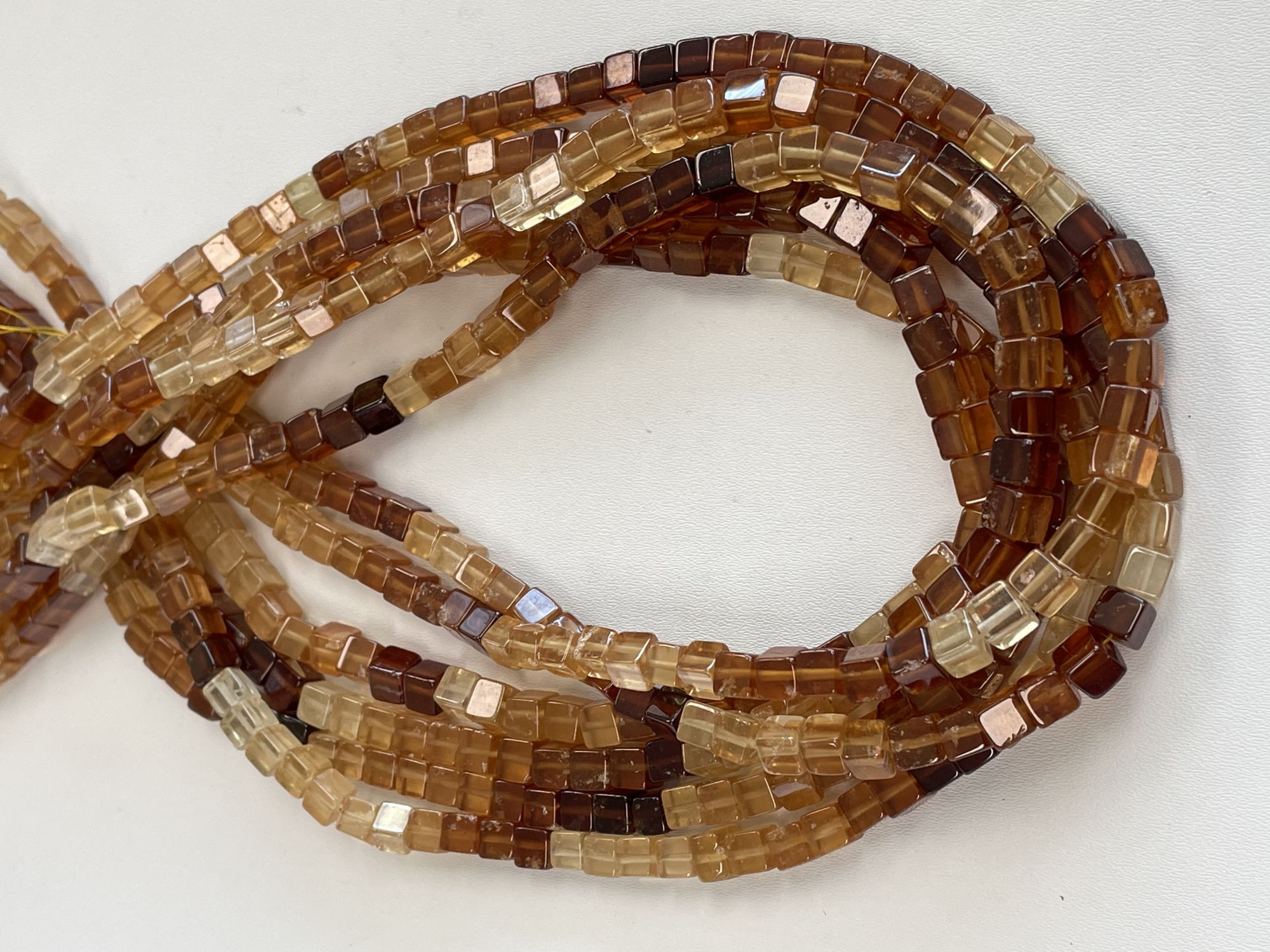 Shaded Hessonite Garnet Cube Faceted