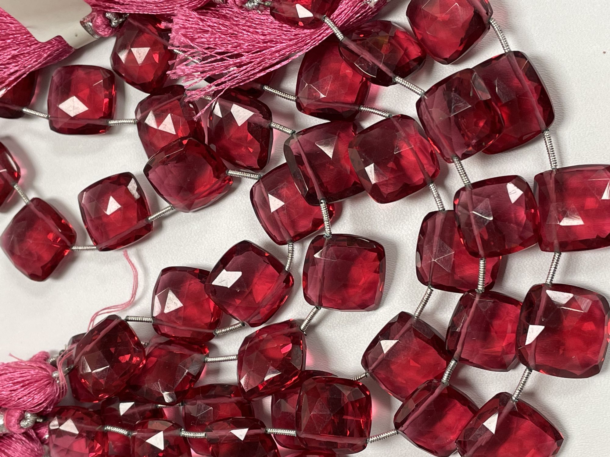 Rubilite Hydro Quartz Cushion Faceted