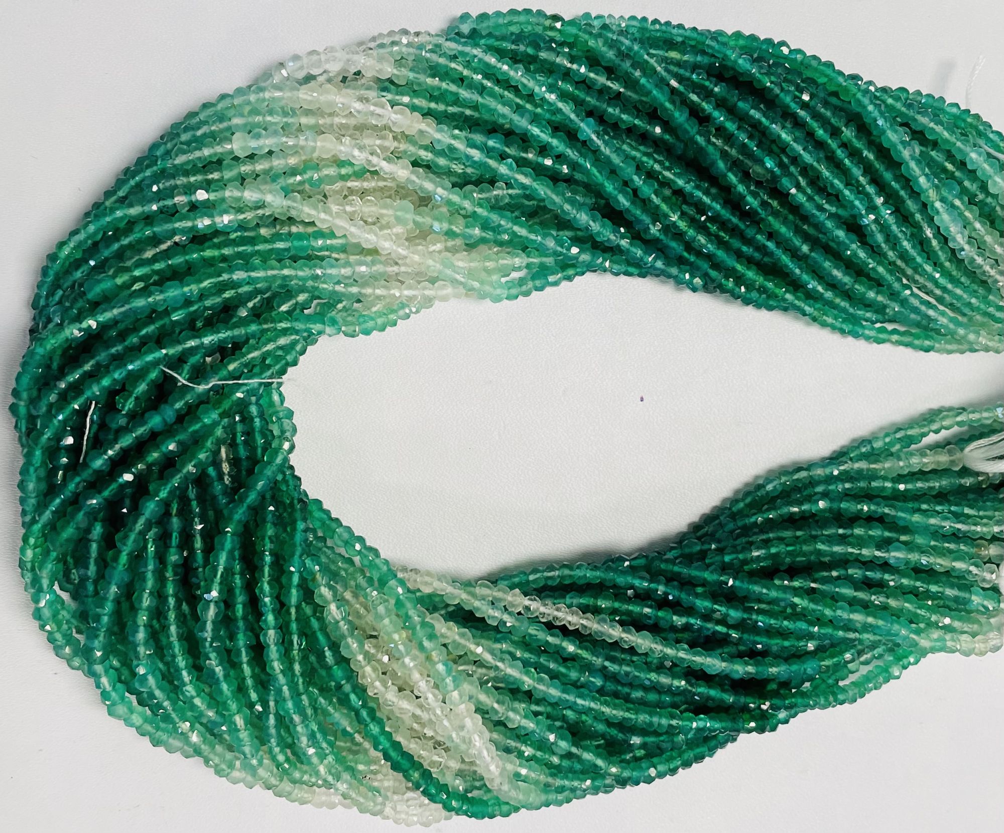 Shaded Green Onyx Rondelle Faceted