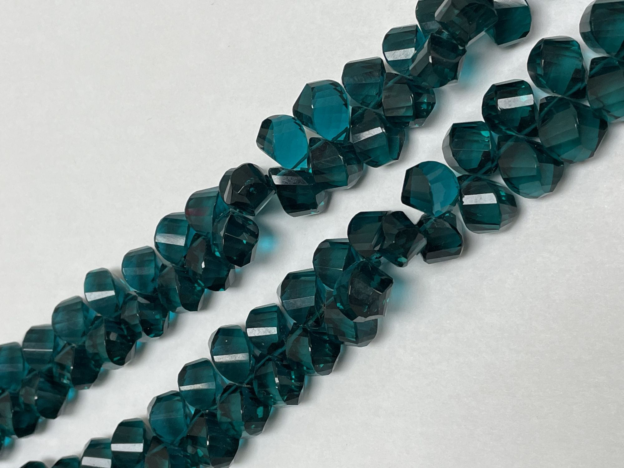 Teal Hydro Quartz Twisted Drop Faceted