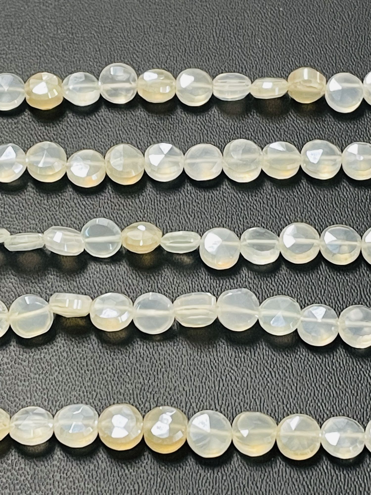 Pearl White Chalcedony Coin Faceted