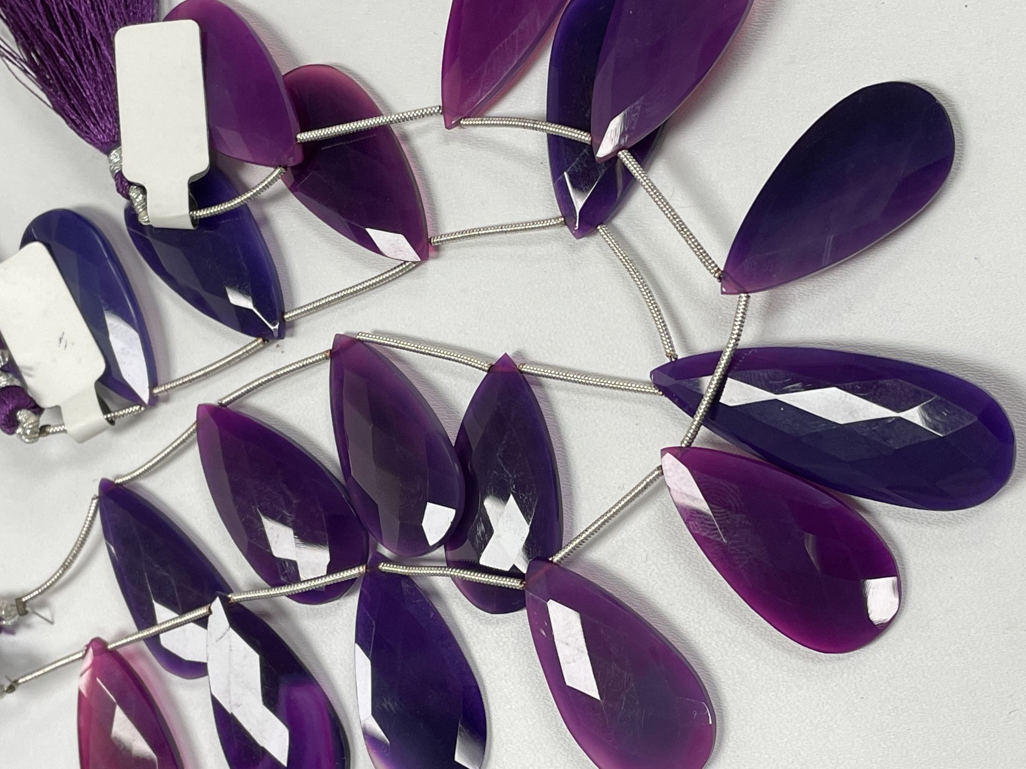 Purple Chalcedony Long Pear Faceted