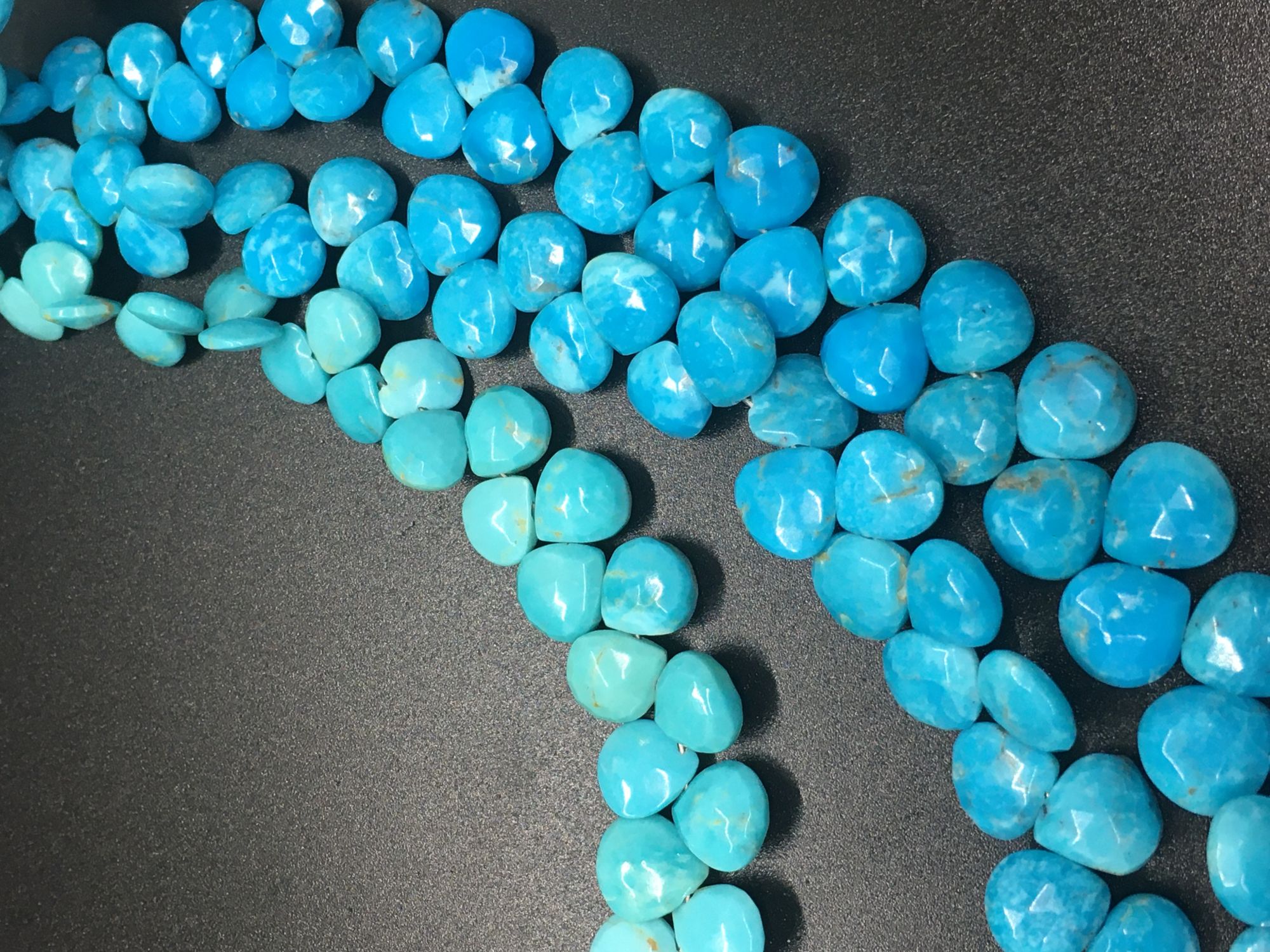 Turquoise Hearts Faceted