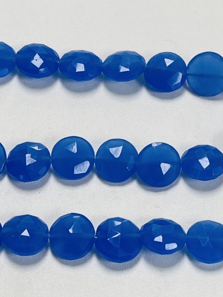 Dark Blue Chalcedony Coin Faceted