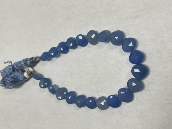 Blue Chalcedony Straight Drill Heart Faceted