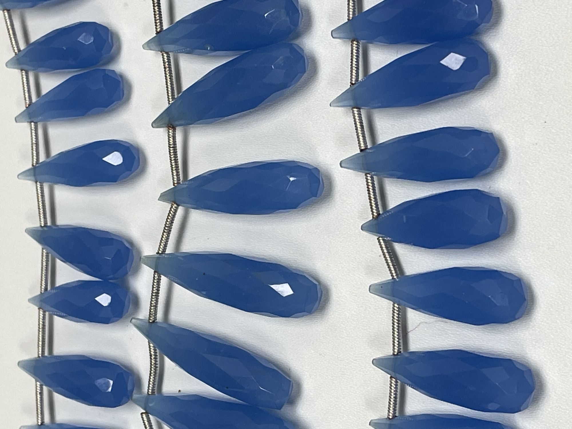 Blue Chalcedony Long Drop Faceted