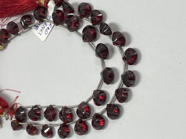 Red Garnet Heart Concave Faceted