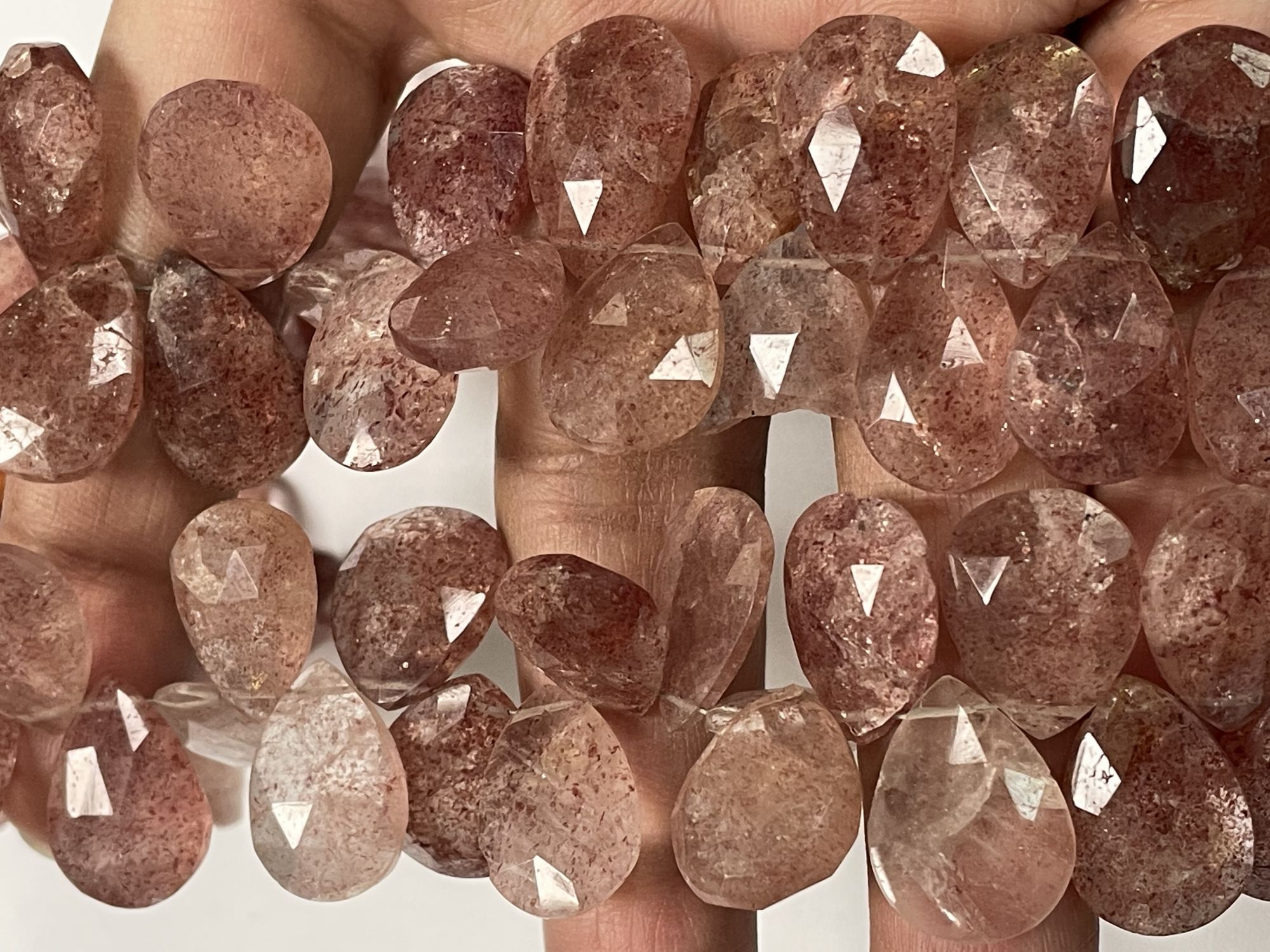 Pink Strawberry Quartz Pear Faceted