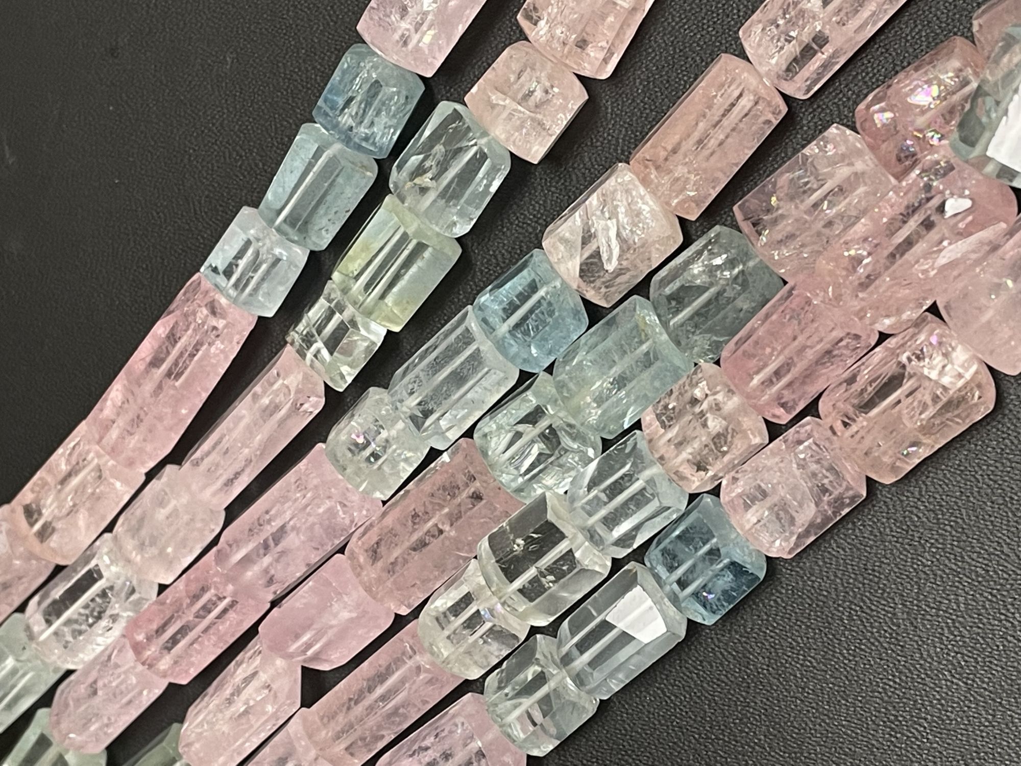 Multi Aquamarine Tube Faceted