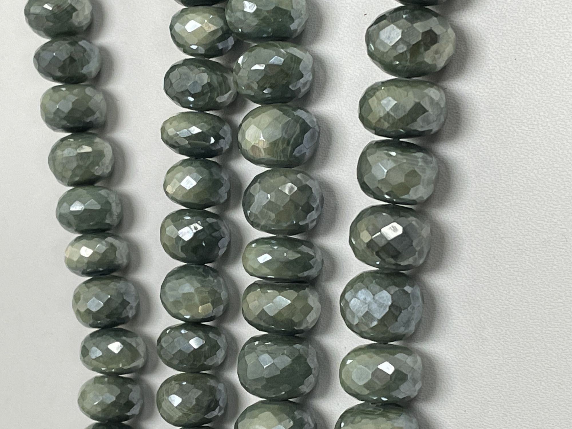 Green Coated Moonstone Rondelle Faceted