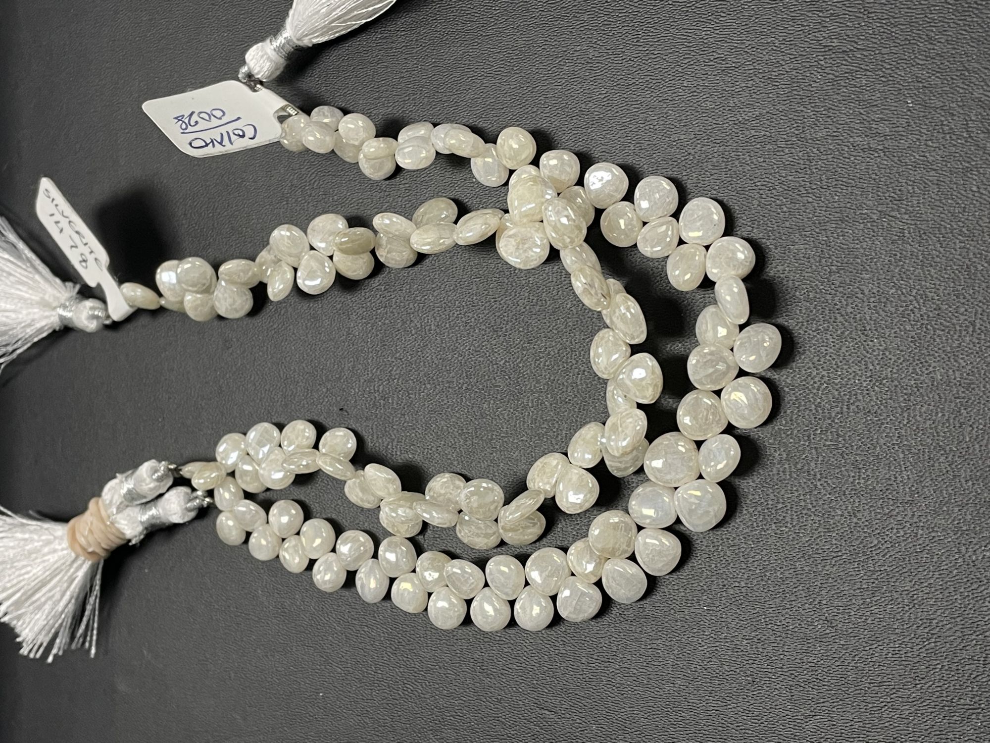 Pearl White Silverite Heart Smooth