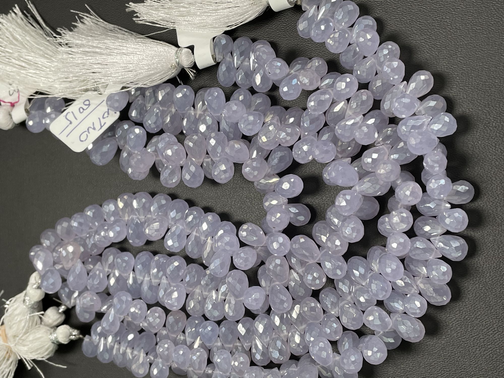 Coated Purple Chalcedony Drop Faceted