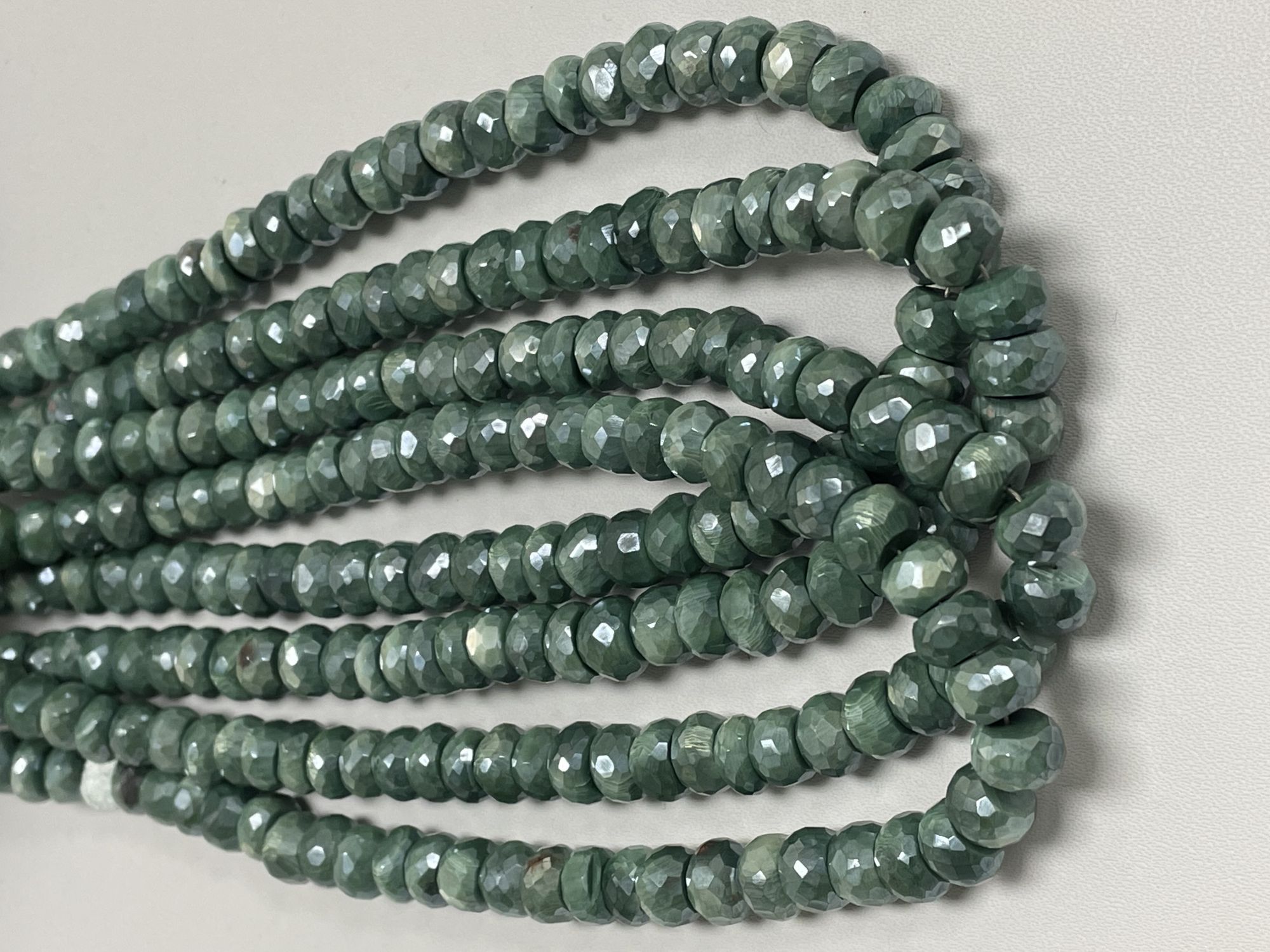 Green Coated Moonstone Rondelle Faceted