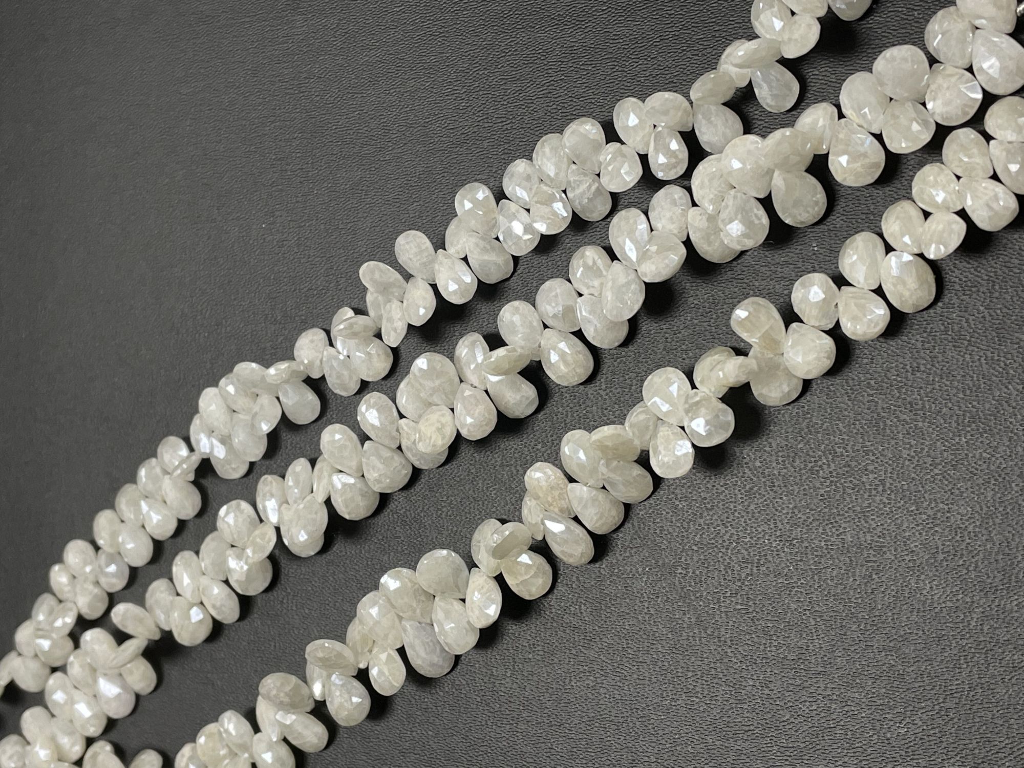 Pearl White Silverite Pears Faceted