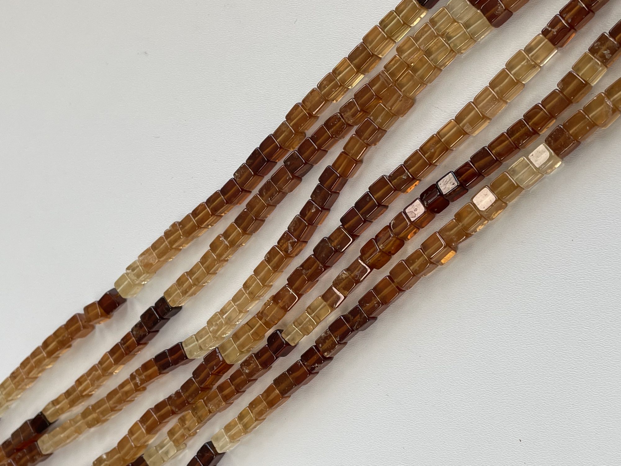 Shaded Hessonite Garnet Cube Faceted