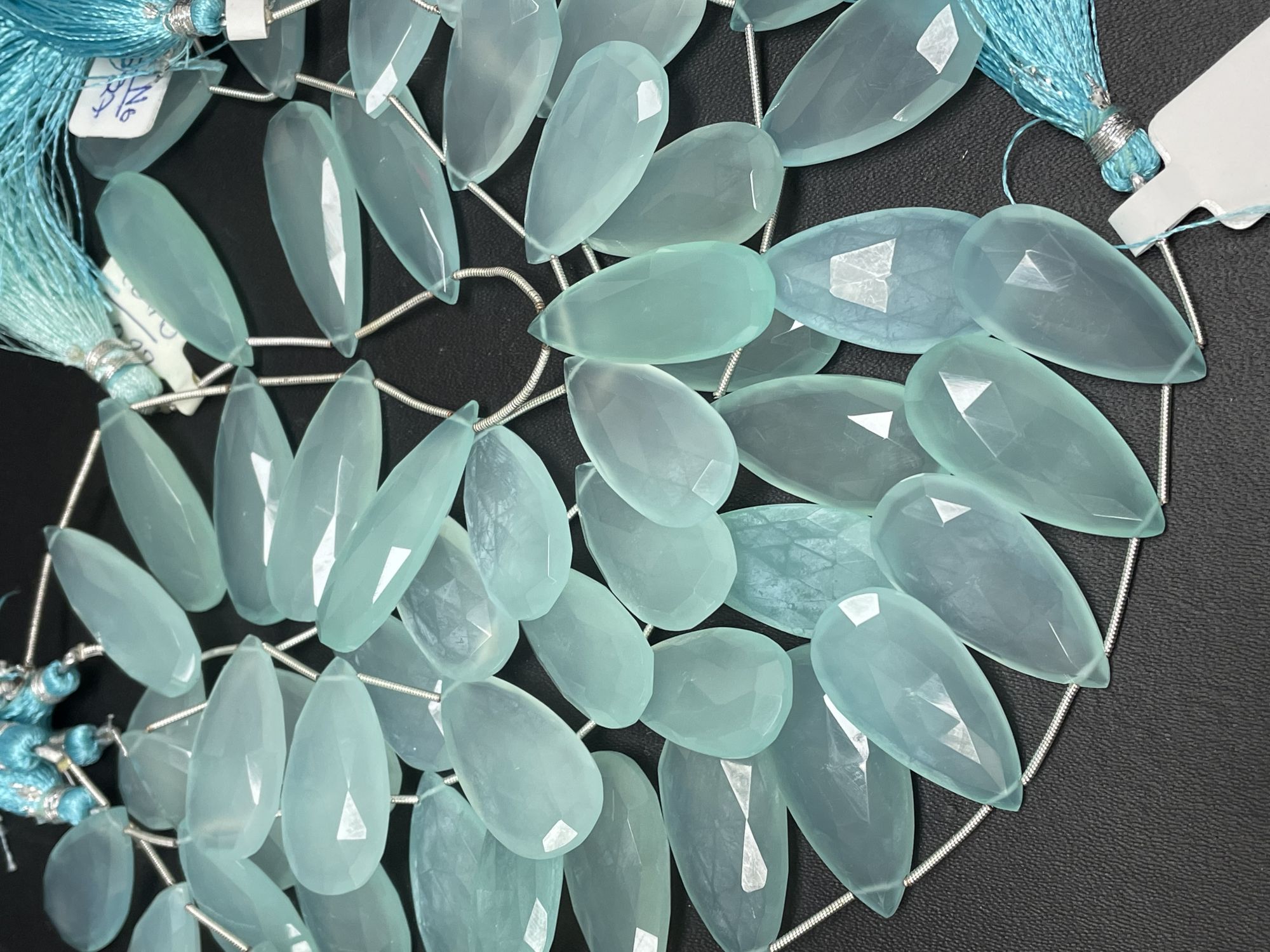 Aqua Chalcedony Long Pear Faceted