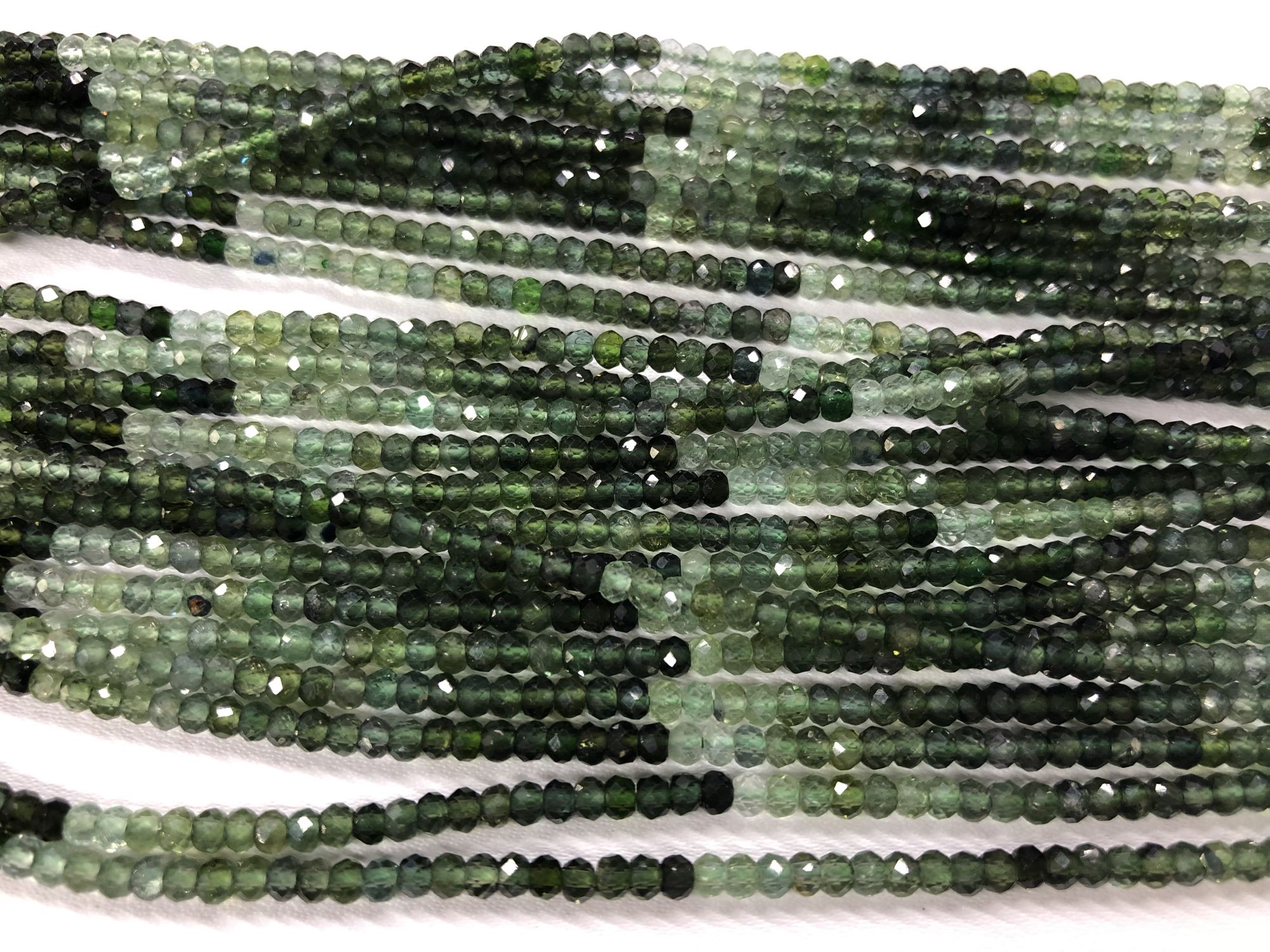 Shaded Green Tourmaline Rondelle Faceted