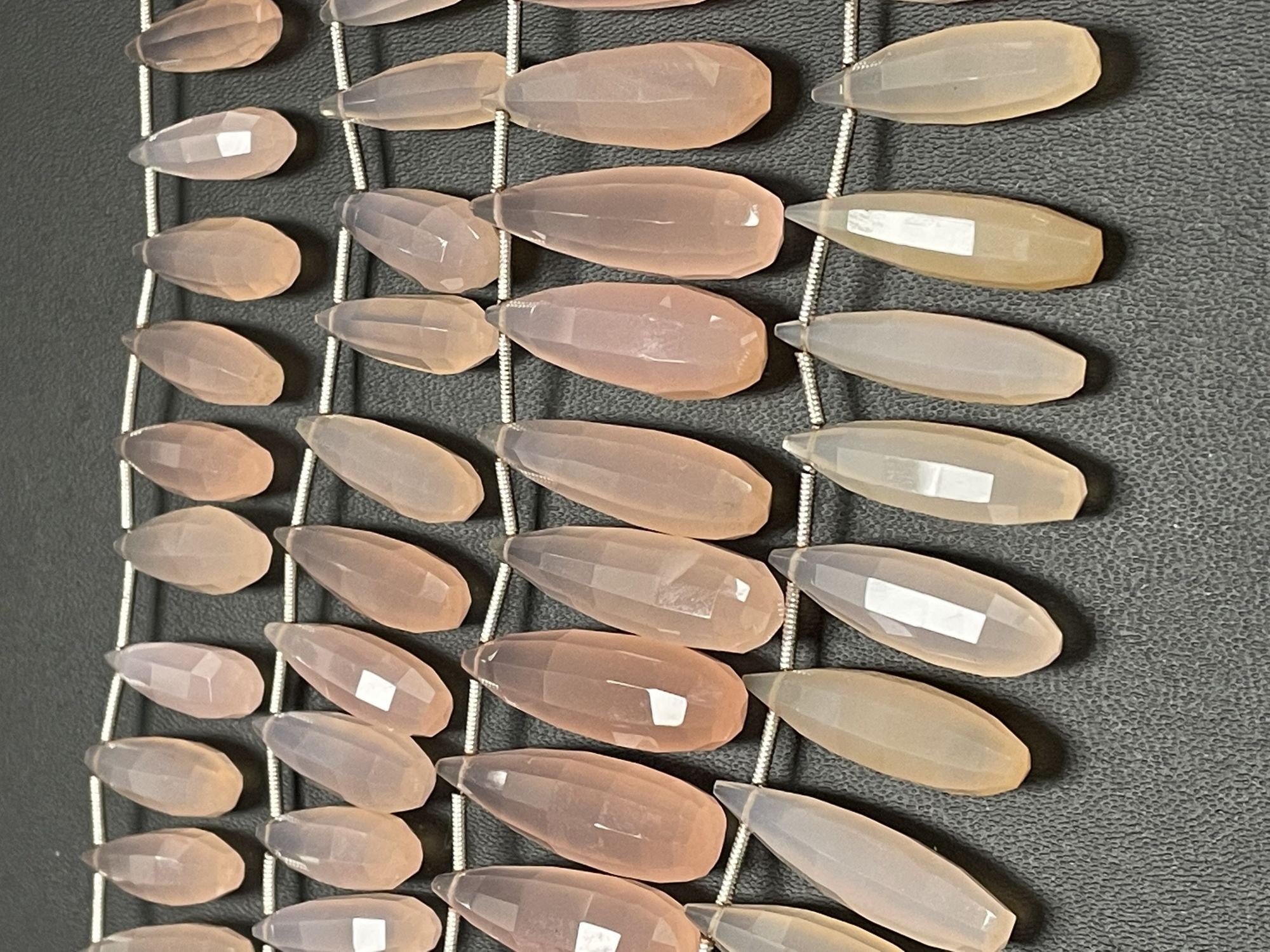 Pink Chalcedony Long Drop Faceted