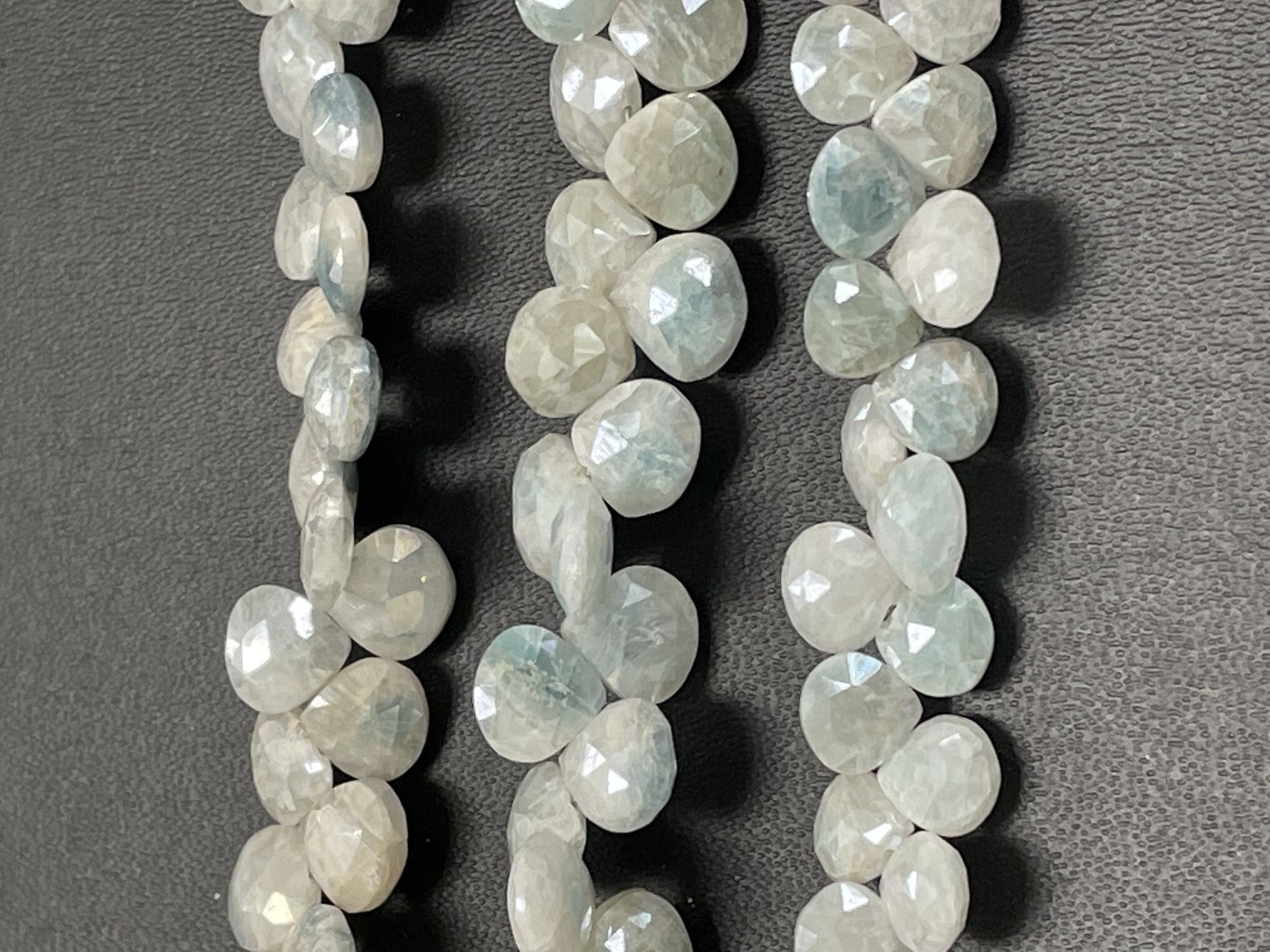 Blue White Silverite Heart Faceted
