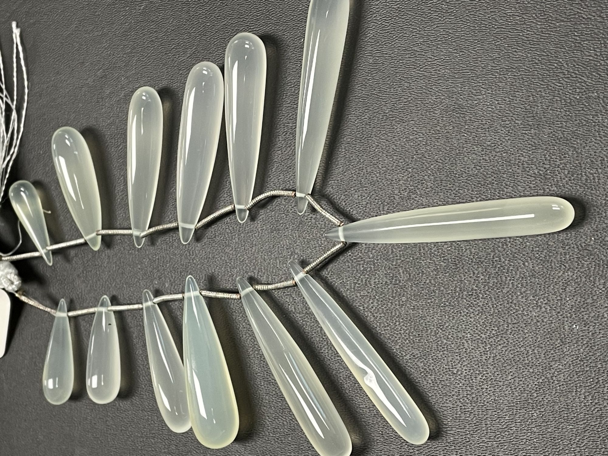 White Chalcedony Long Drop Smooth